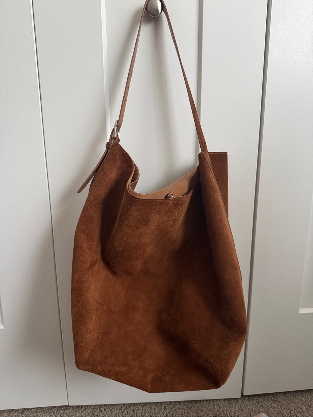 Brown Suede Tote Bag - Women's Shoulder Bag